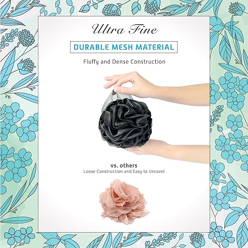 Miniatura 3 de Sunlite Sports - Esponja de baño de bambú de carbón activado Spongentle, limpieza profunda premium, paquete de 4, para baño y ducha, exfoliante para