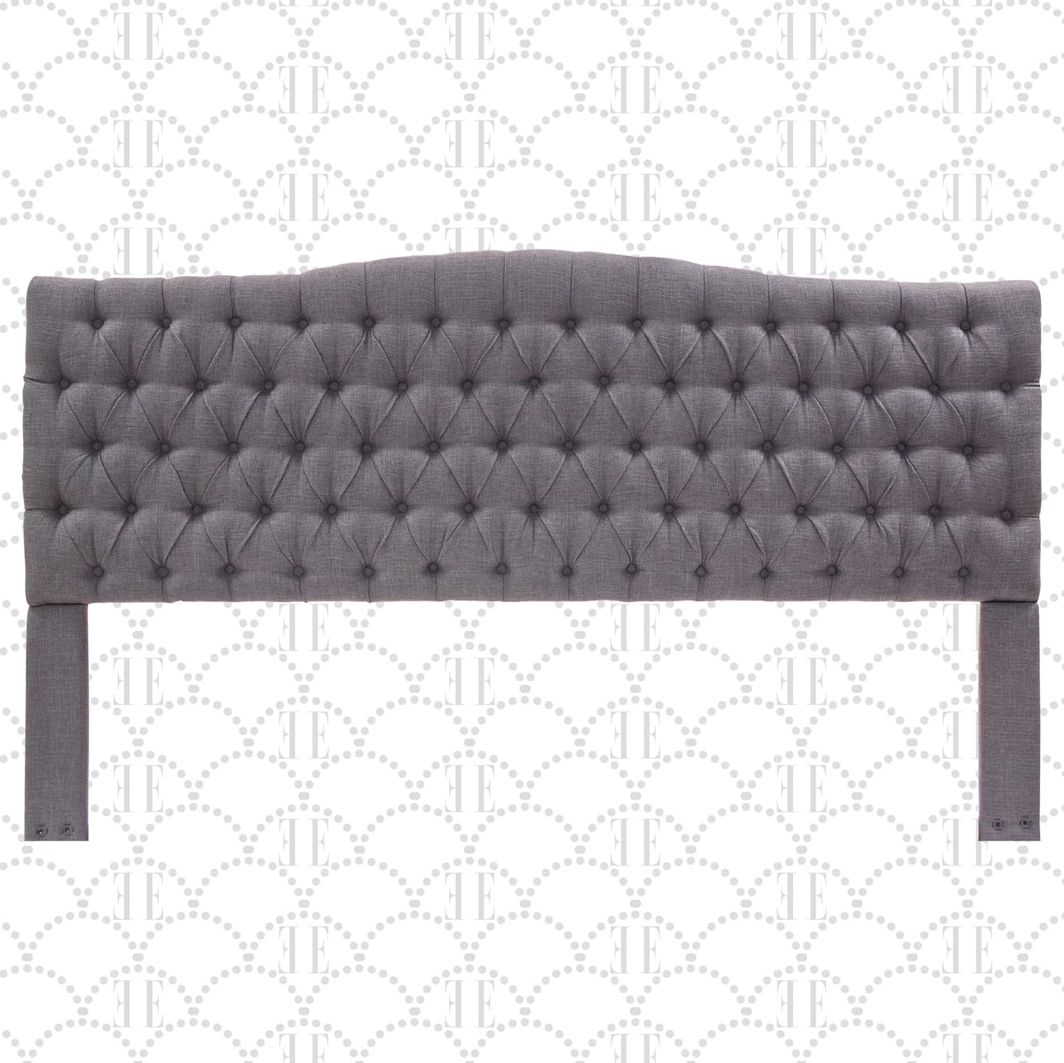 Elle Decor Celeste Tufted Upholstered Padded Headboard with Contemporary Button Tufting, Soft Linen-Textured Fabric, King Size, Brown Weave