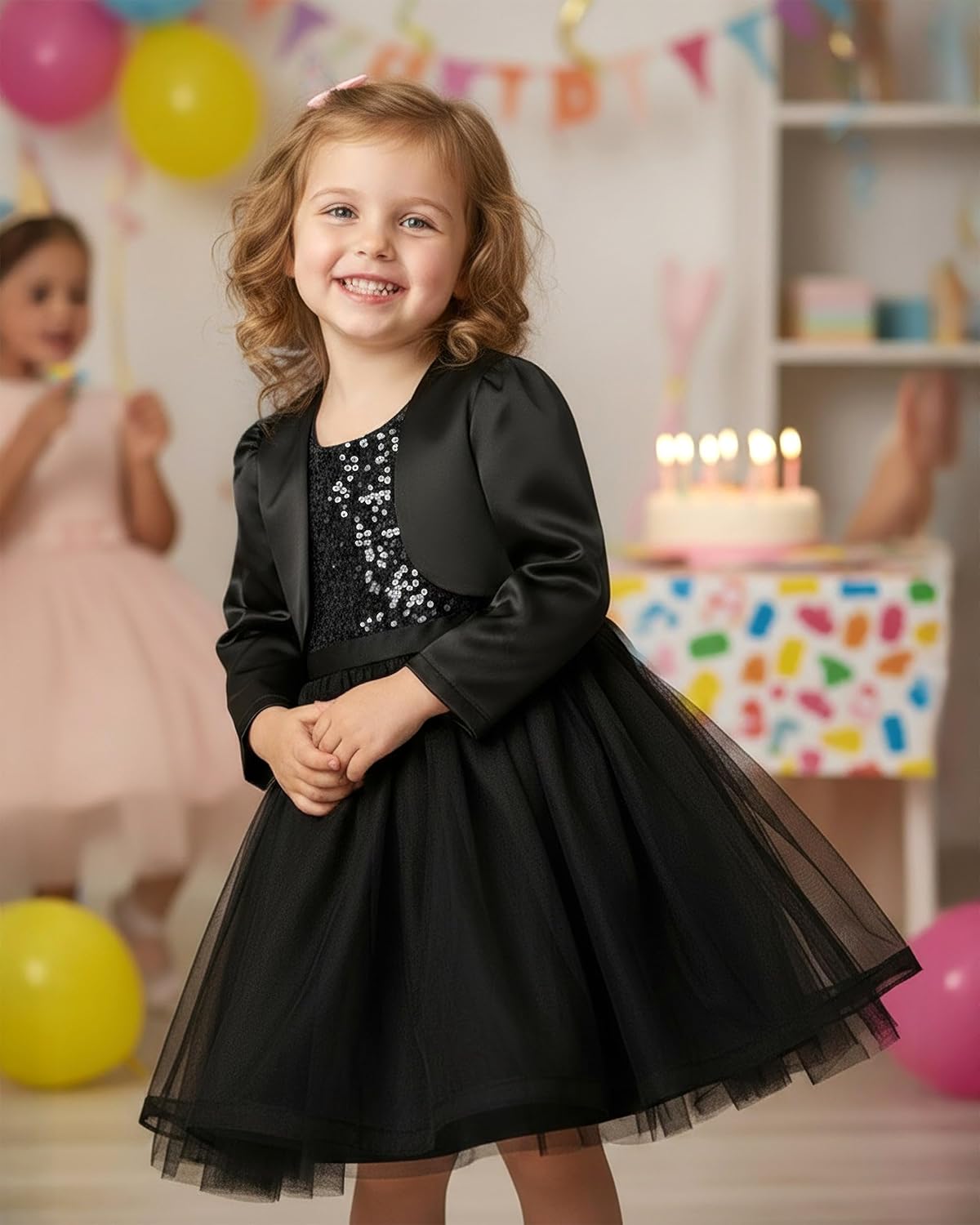 BlackButterfly Kids Satin Long Sleeve Bolero Childrens Girls Shrug - Image 5