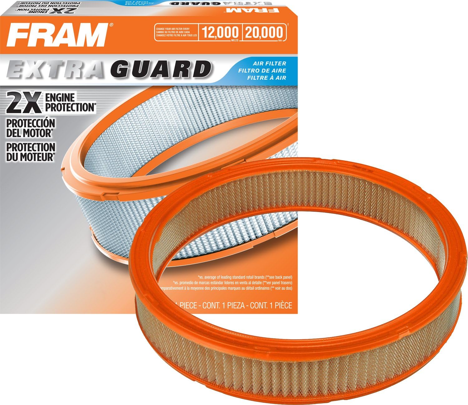FRAM Extra Guard Round Plastisol Engine Air Filter Replacement, Easy Install w/Advanced Engine Protection and Optimal Performance, CA342