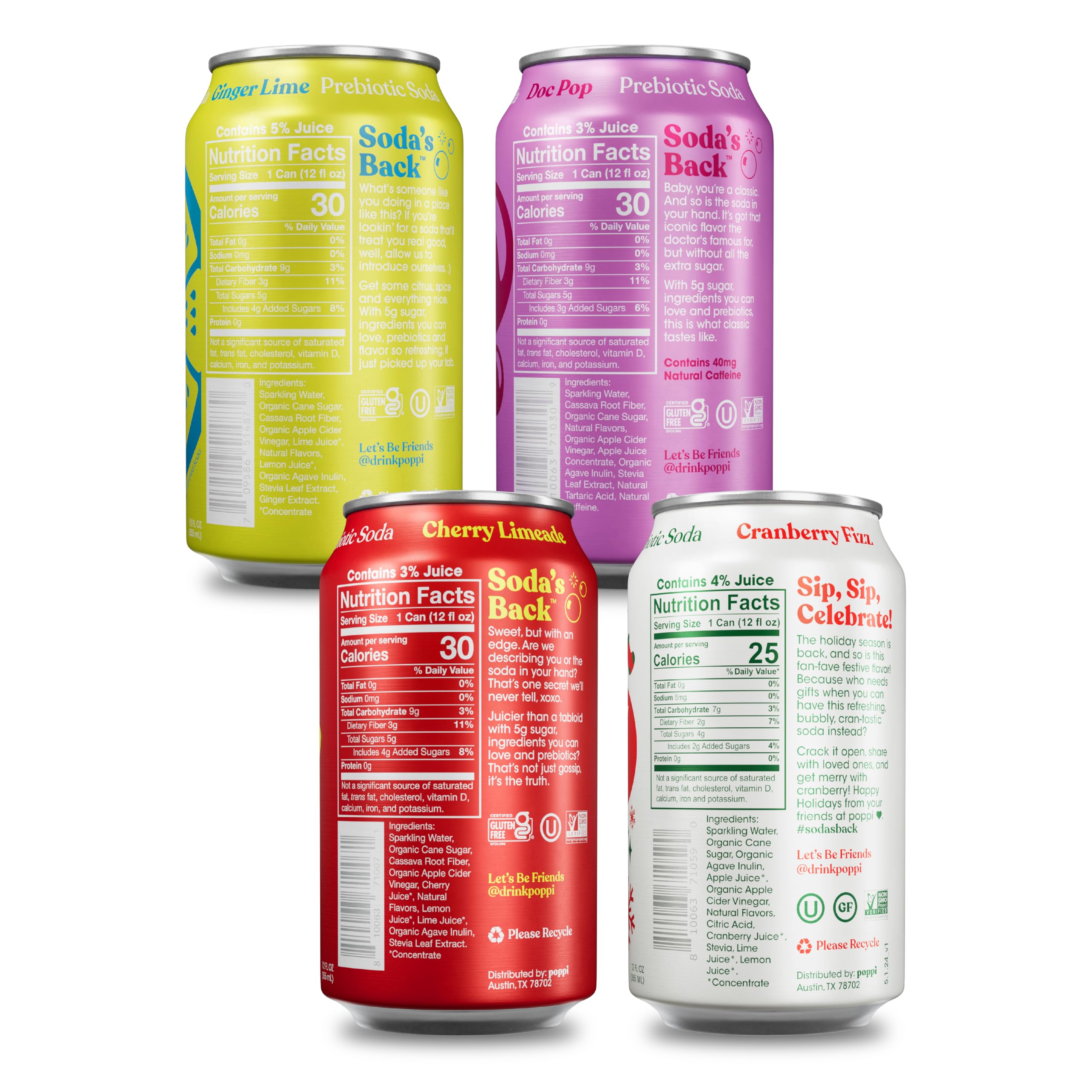 Amazon.com : POPPI Sparkling Prebiotic Soda, Beverages w/Apple