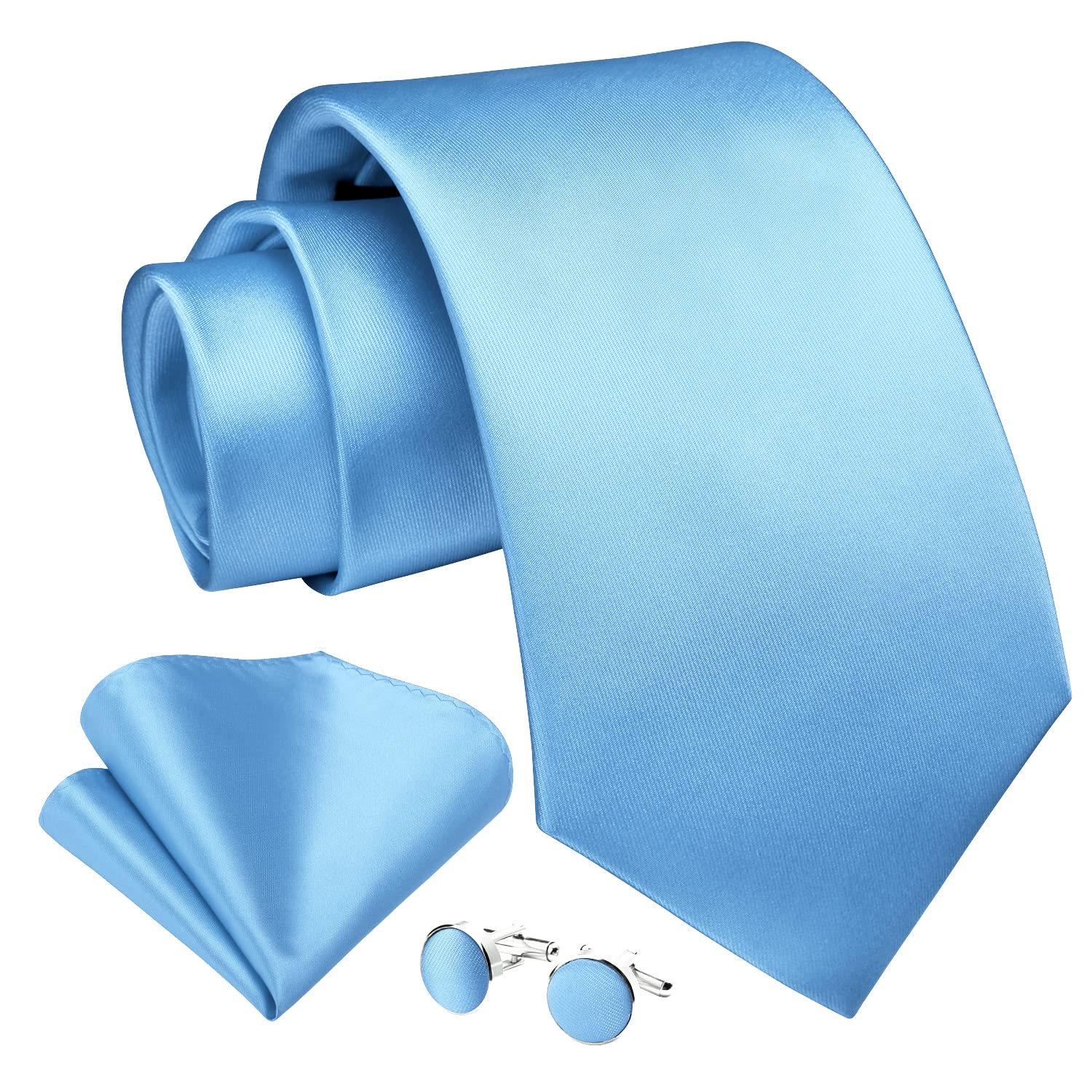 Enlision Corbatas de Hombre Elegantes Conjunto Corbata y Pañuelo con Gemelos Corbata de Color Solido Flores Paisley Modernas para Boda Fiesta Business Oficina Regalo