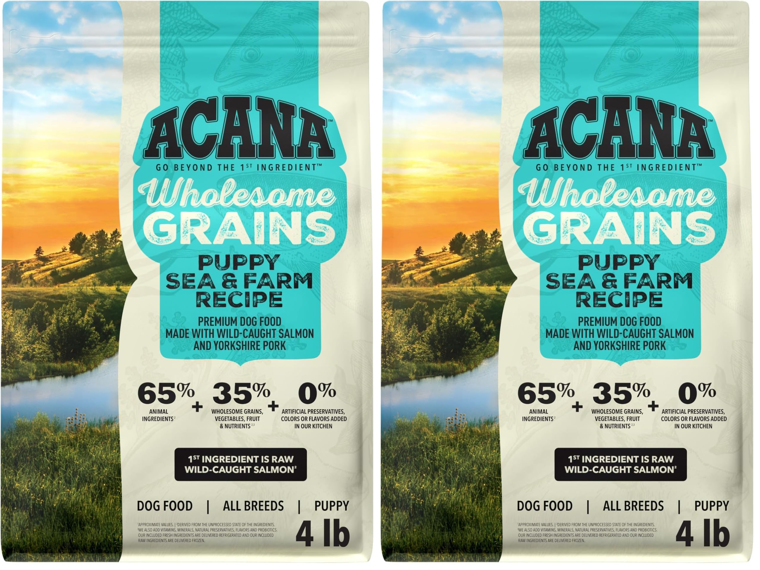 ACANA™ Wholesome Grains Dry Dog Food Puppy Sea &amp; Farm Recipe, 4lb (Pack of 2)