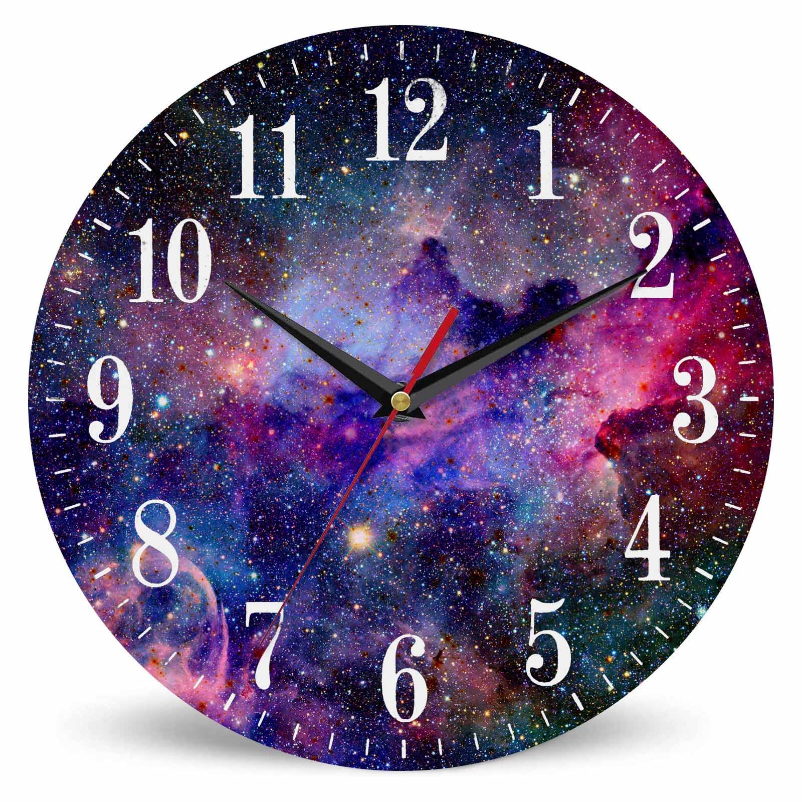 Horloge murale silencieuse sans tic-tac à motif galaxies Mxocom pour chambre