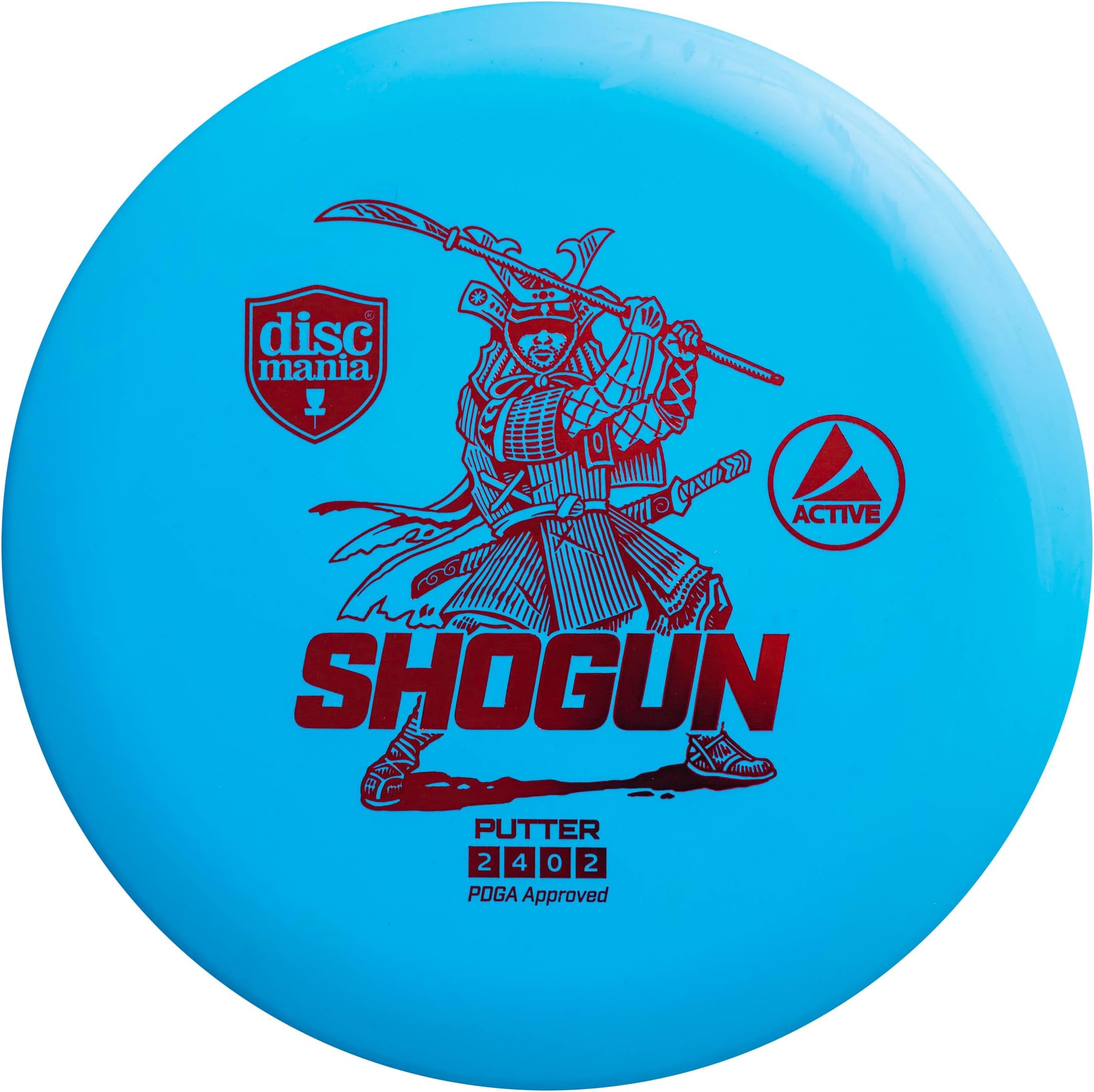 Discmania Active Shogun Disc Golf Putter | Stable Putter Disc Golf Disc | Grippy Putter Plastic | Beginner Disc Golf Frisbee Disc Golf Putt & Approach Disc | 165-169g