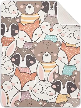 Cute Woodland Animals Baby Blanket Newborn Gifts for Girls and Boys, Soft Cotton Newborn Baby Receiving Blanket for Unisex Toddlers,76x101 cm