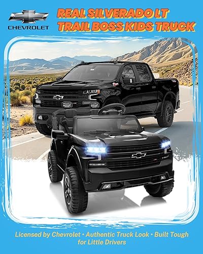 Miniatura 2 de ENYOPRO - Juguetes de paseo de 24 V para niños grandes, auto con licencia Chevy Silverado LT Trail Boss de 2 plazas para niños, automóvil eléctrico