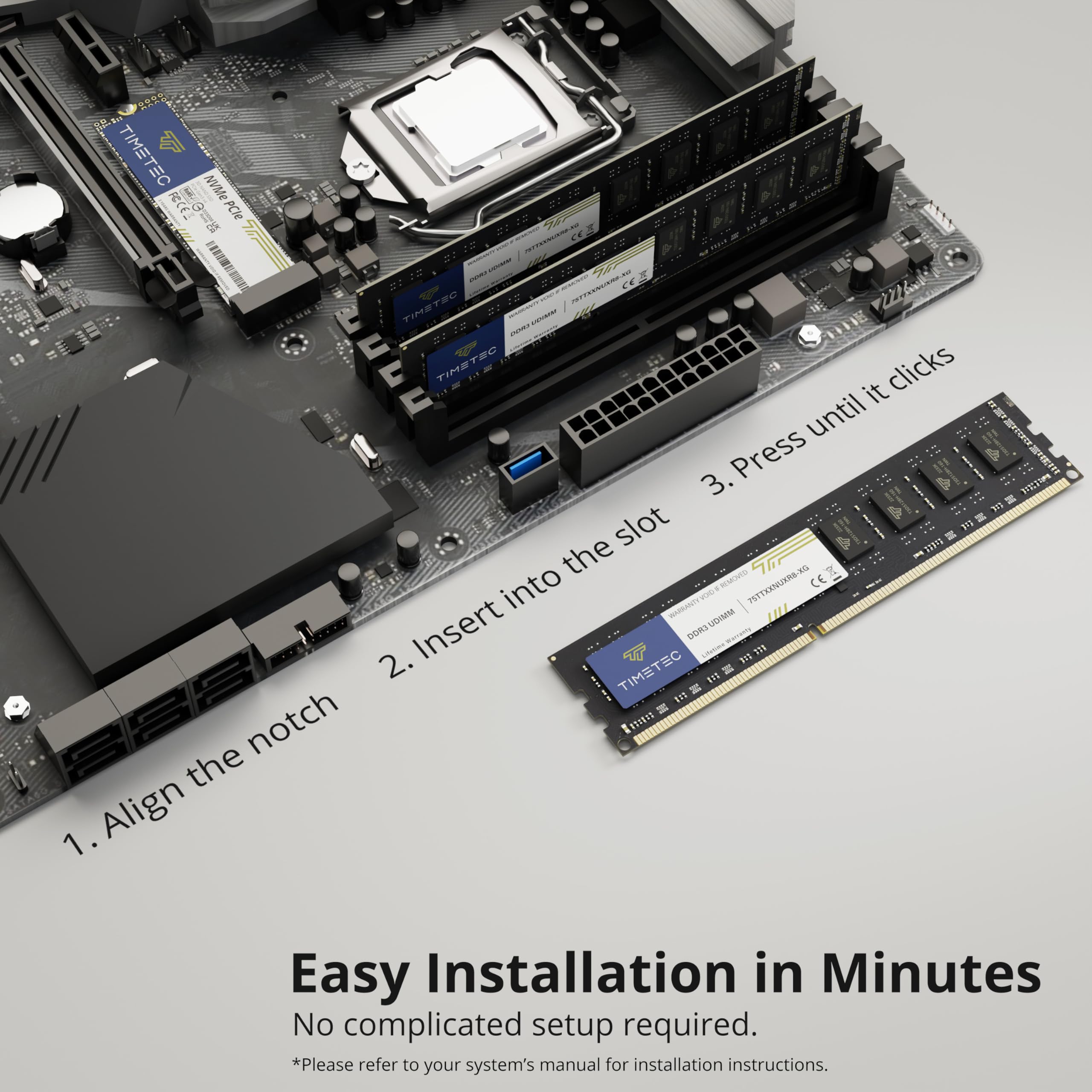 Timetec 8GB DDR3 / DDR3L 1333MHz PC3-10600 Non-ECC Unbuffered 1.5V