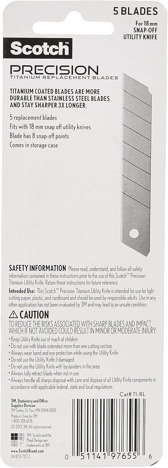 Scotch Utility Knife Refill Blades, Large, 5/Pack