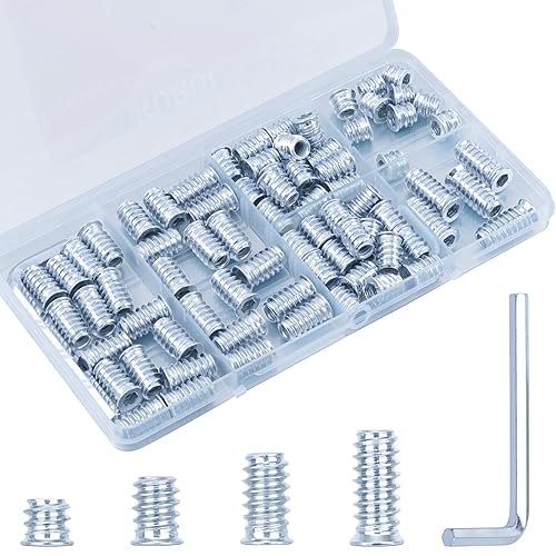KURUI Insertos roscados de 14 para madera, kit surtido de 75 piezas de insertos de madera roscada de 4 tamaños de insertos de tuerca de 14-0.787 x disponible en Yaxa Colombia