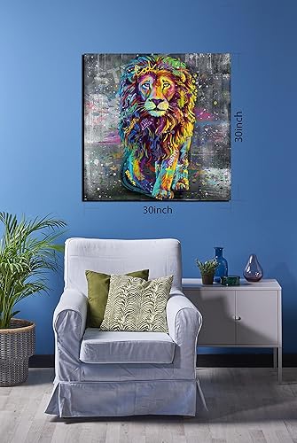 Miniatura 2 de Xxliren Lienzo de grafiti con imágenes de león para sala de estar, tamaño grande, pintura de león, decoración de pared para decoración de habitación