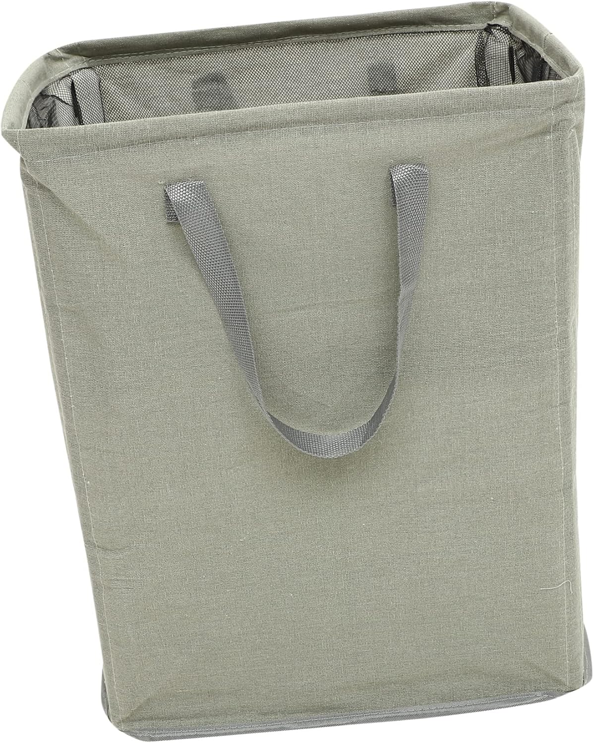 Collapsible Large Laundry Basket with Double Handles Cotton Linen Foldable Storage Hamper for Clothes Nursery and Home Organization Dustproof Grey Fabric Pouch