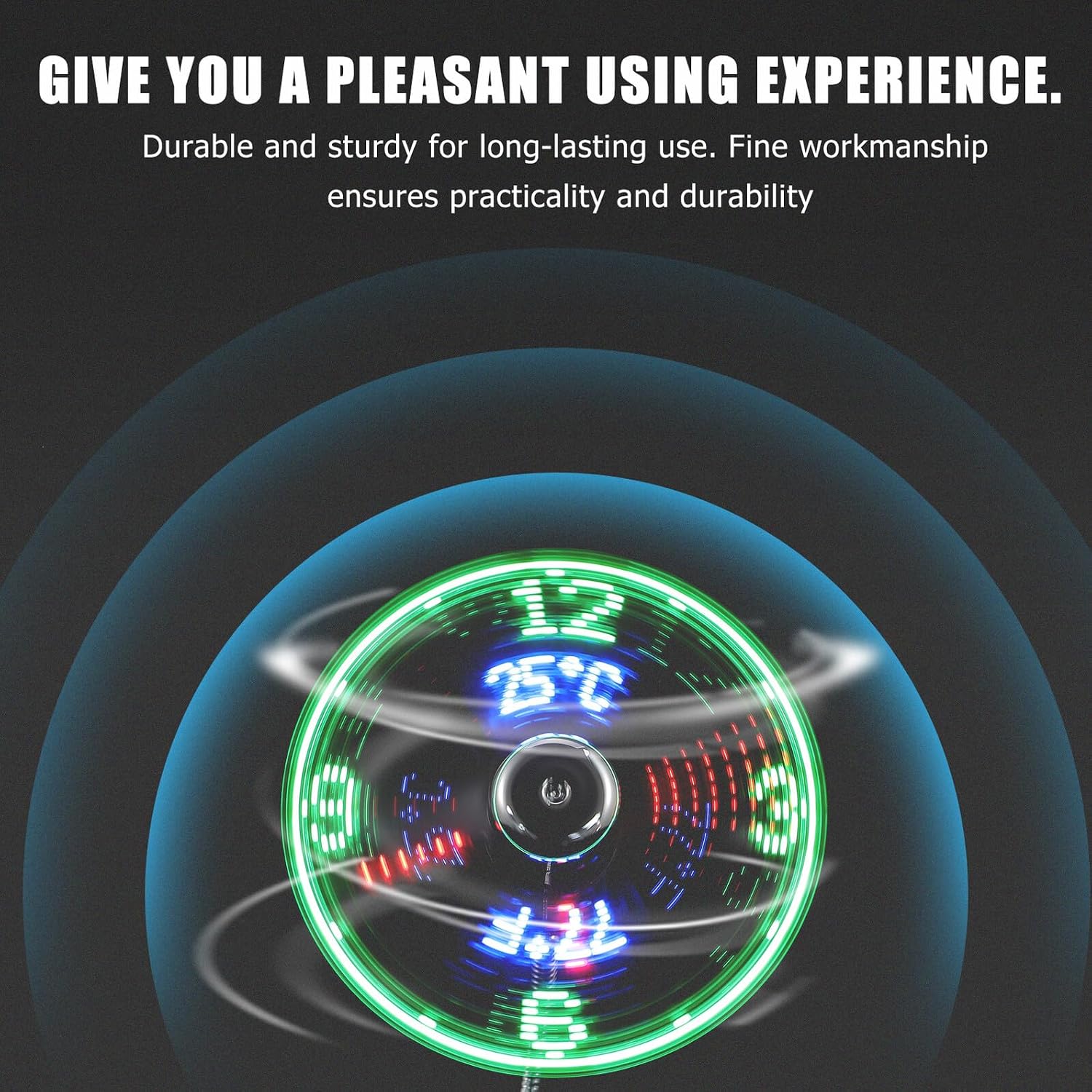 USB LED Clock Fan Mini with Temperature Display for Computer image 4