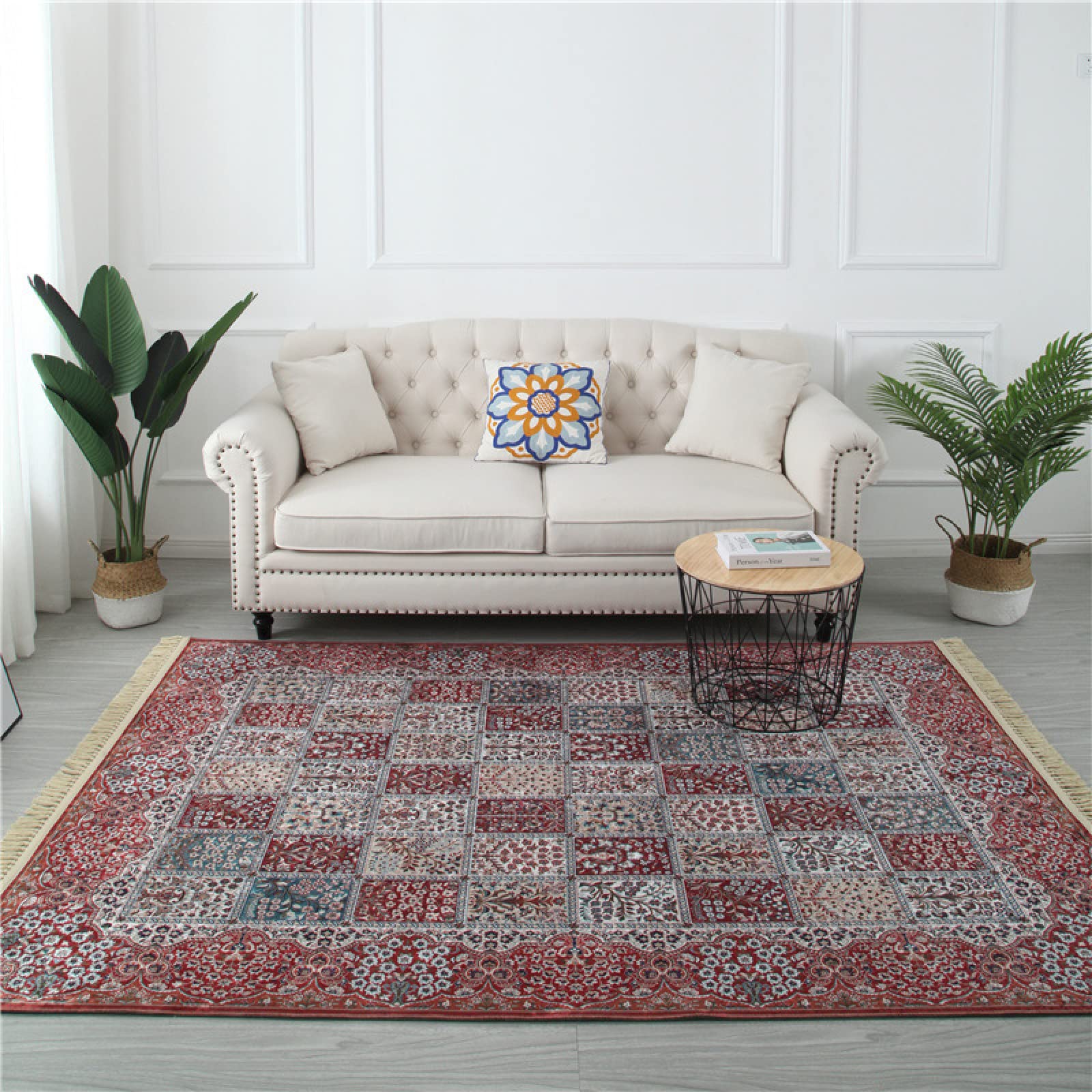 Tapis de cuisine antidérapant et anti-salissures style vintage nordique