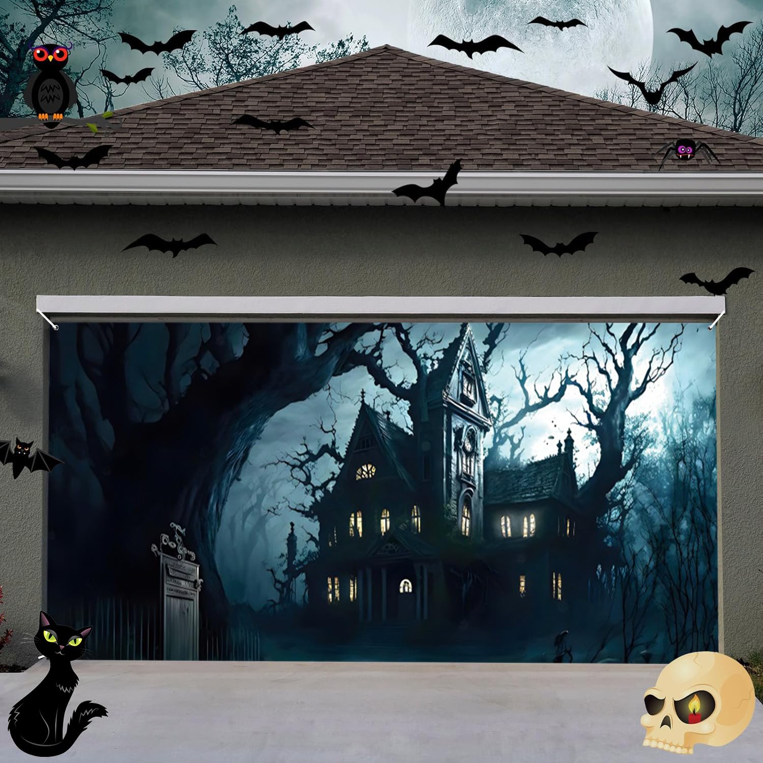 Halloween Garagentor-Abdeckung – Gruselige Deko Mit Kürbissen, Extra Groß Für Garten & Party