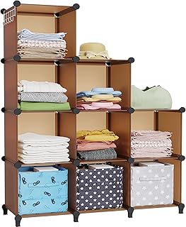 HOMIDEC Closet Organizers and Storage, 9 Cube Storage Organizer Cubes, Portable Closet Organizer Shelves for Clothes, Bedroom, Wardrobe, Kids Room, Bathroom, Brown