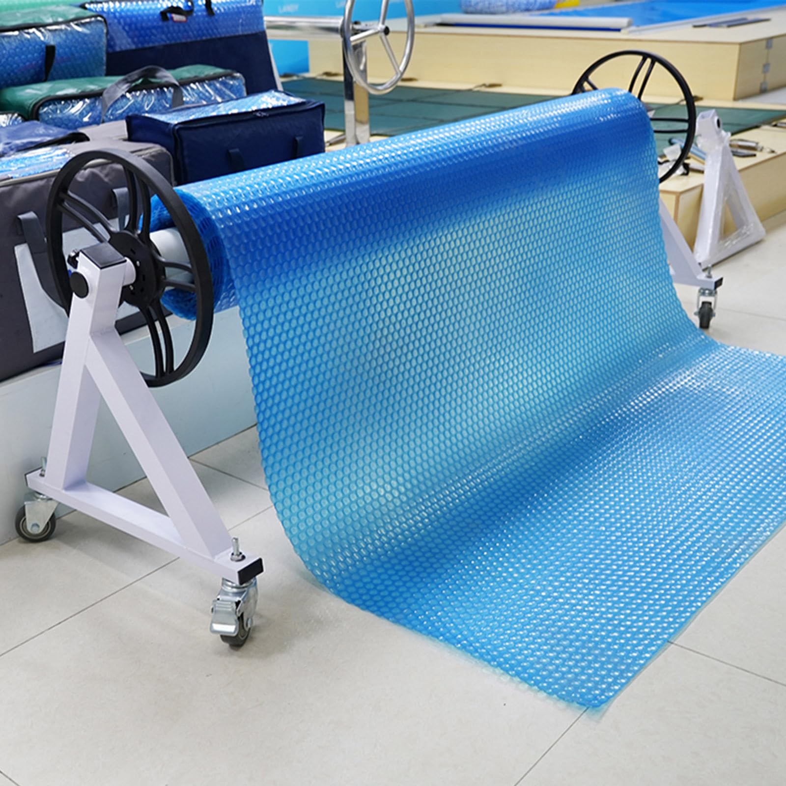 Sistema de Carrete de Piscina para Cubiertas de Piscina Rodillo de Cubierta de Piscina Telescópico de Aluminio con Ruedas Sistema de Carrete de Manta Solar para Piscinas Enterradas