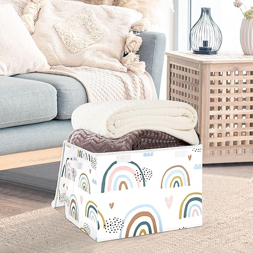 Miniatura 5 de xigua Contenedores de almacenamiento de dibujos animados arcoíris con tapas y asa de transporte, cajas de almacenamiento plegables, contenedores