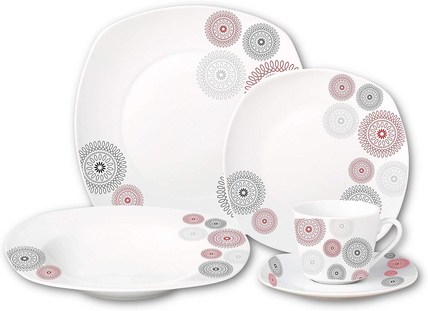 Lorren Home Trends LH452 Dinner Sets for Gatherings, One Size, Black