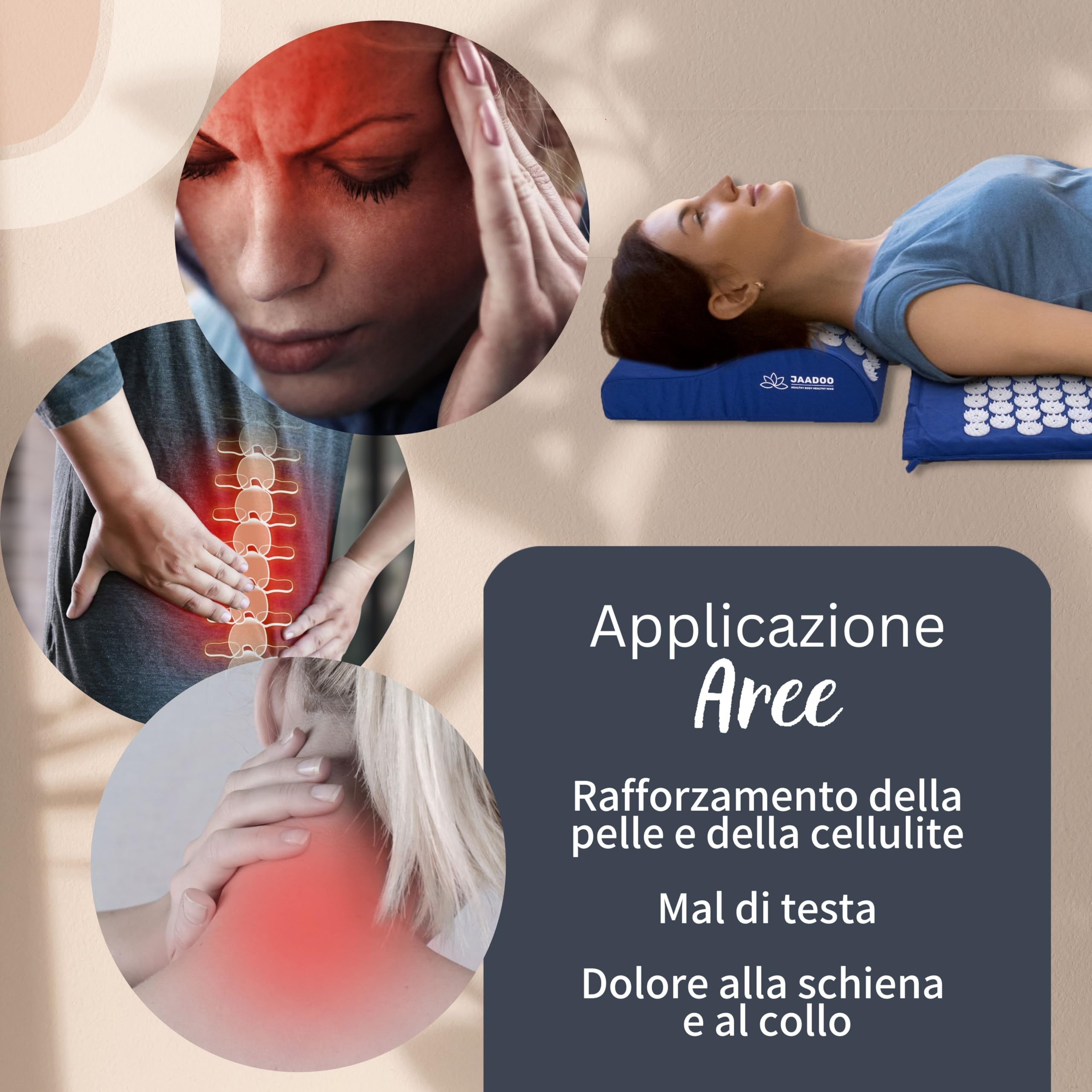 riijk Set Tappetino per Agopressione in Memory Foam + Cuscino + Sacchetto | Modello 2021 | Tappetino per Agopuntura | Tappetino per Massaggio | Tappetino ad Aghi | Tappetino Fachiro
