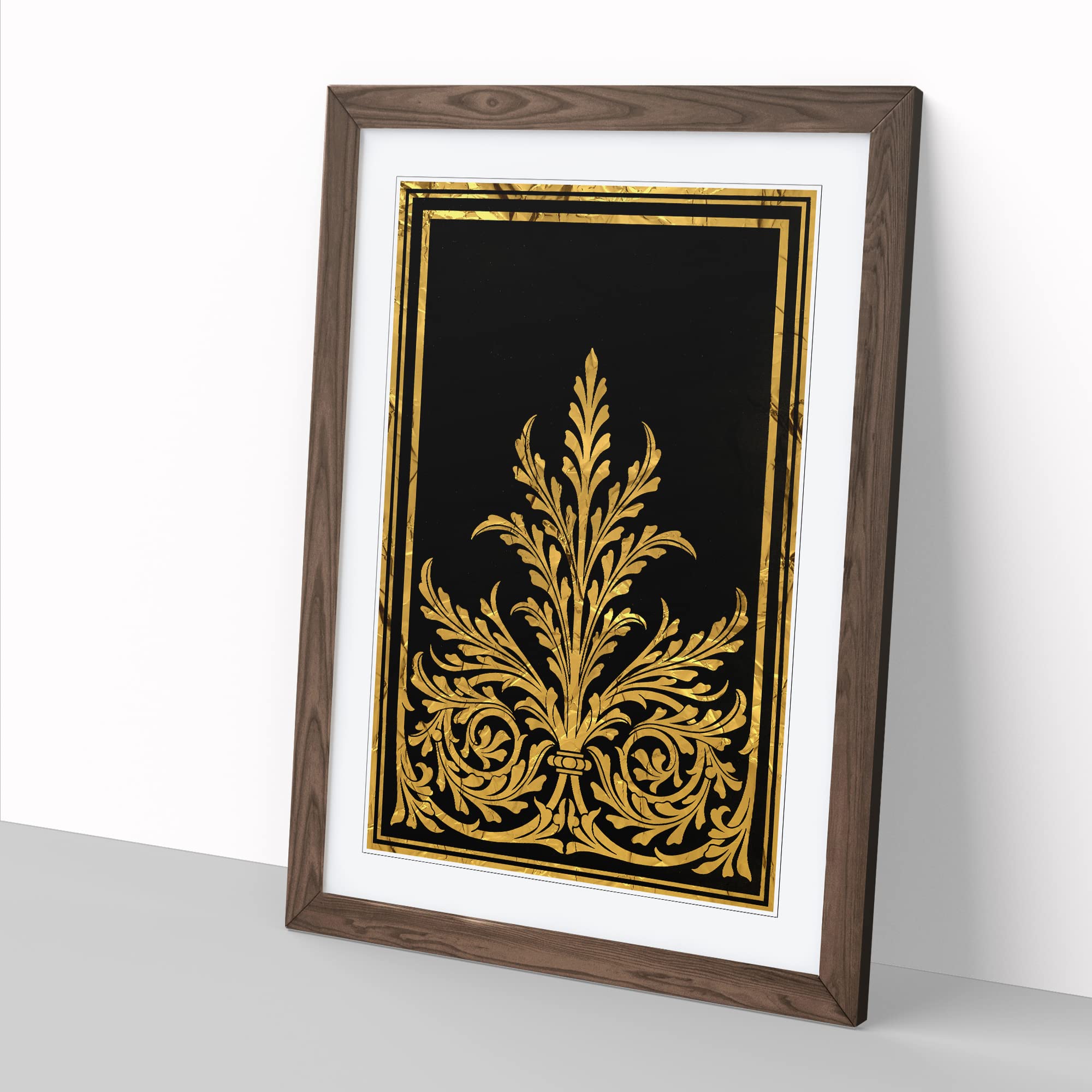 Golden Foil Relief Modern Framed Wall Art Print, Ready to Hang Picture for Living Room Bedroom Home Office Décor - Image 3