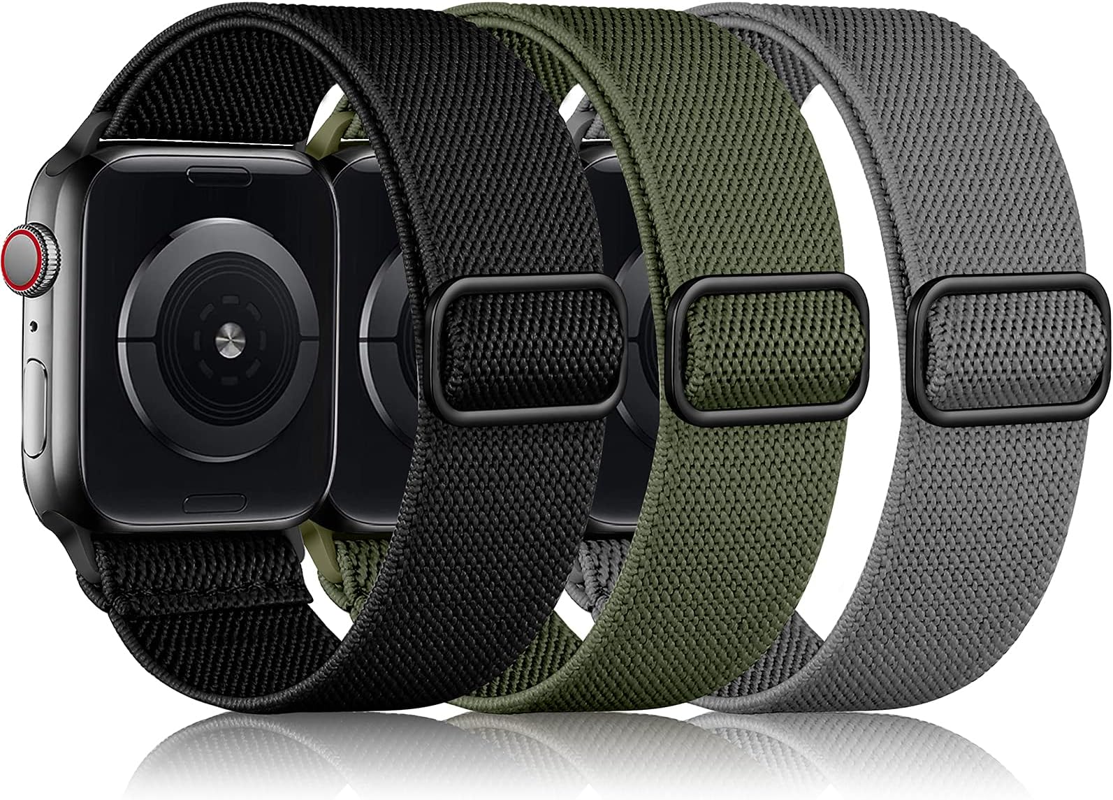 DaQin 3 Pack Stretchy Solo Loop Compatible with Apple Watch Bands for Men 49mm 46mm 45mm 44mm 42mm, Soft Nylon Braided Elastic Strap for iWatch Band Series 11 10 9 8 7 6 5 4 3 SE Ultra 3 Ultra 2 Ultra