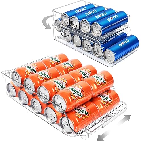 2-Tier Adjustable Soda Can Organizer for an Uncluttered Fridge.