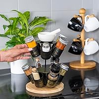 Vista 5 de Made Easy Kit Organizador de carrusel para especias y condimentos con mortero y mortero (negro)