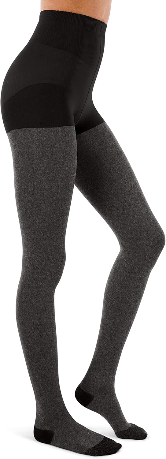 Jomi Compression Pantyhose Women Collection, 20-30mmHg Opaque Closed Toe 274 (Small, Heather Grey)