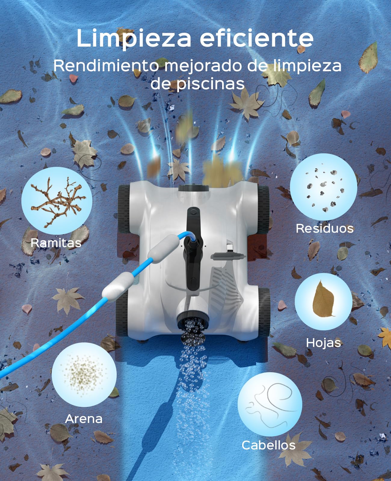 WYBOT Robot Piscina, Limpiafondos Piscina Automático con Motor Dual, 3 Funciones de Temporización, Cepillo para Limpiar Fondo, Filtro Fino de 180 μm, Ideal para Piscinas sobre/en el Suelo