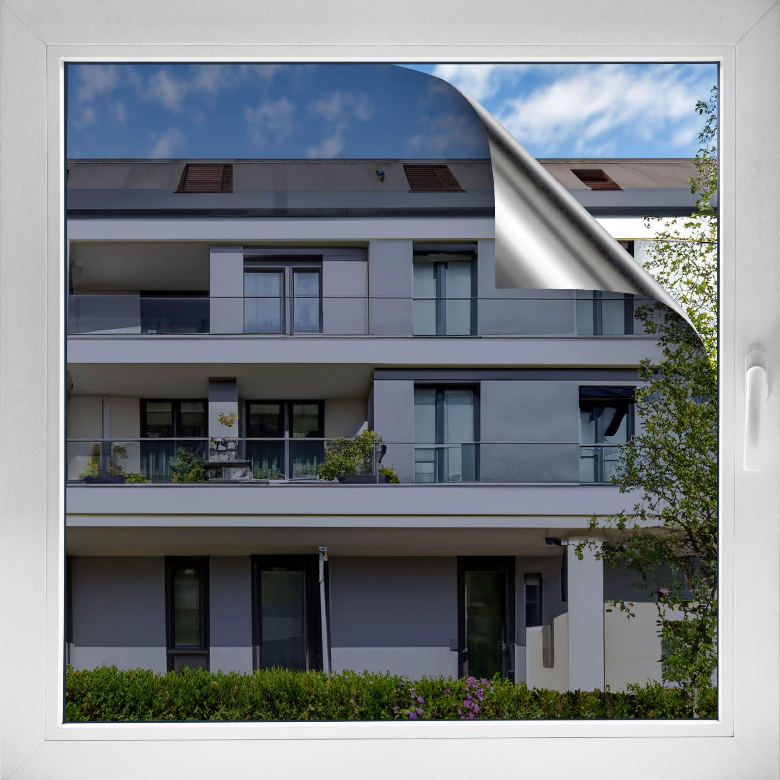 d-c-fix Film Miroir Autocollant (90x150cm) Film de Fenêtre Protection Visibilité Extérieure, Transparent à l'Intérieur (en journée) – Protection UV 99%, Film Réfléchissant