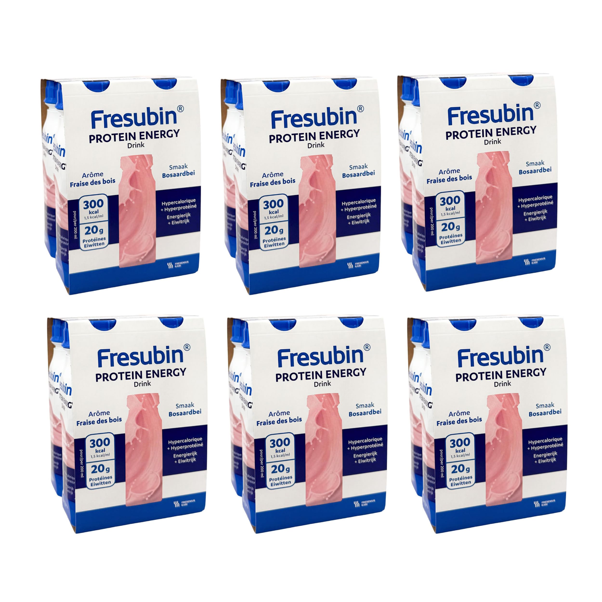 Fresubin PROTEIN ENERGY Drink Walderdbeere 24x200ml- Hochkalorische Trinknahrung mit 20g Eiweiß von Fresenius Kabi, 300 kcal pro Flasche, glutenfrei, ideal bei Mangelernährung