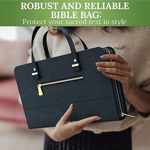 Miniatura 5 de DEHITE Fundas para la Biblia para mujer, tamaño grande, bolsa para la Biblia para libros de hasta 8 x 7.3 x 2.2 pulgadas, bolsillo con cremallera,