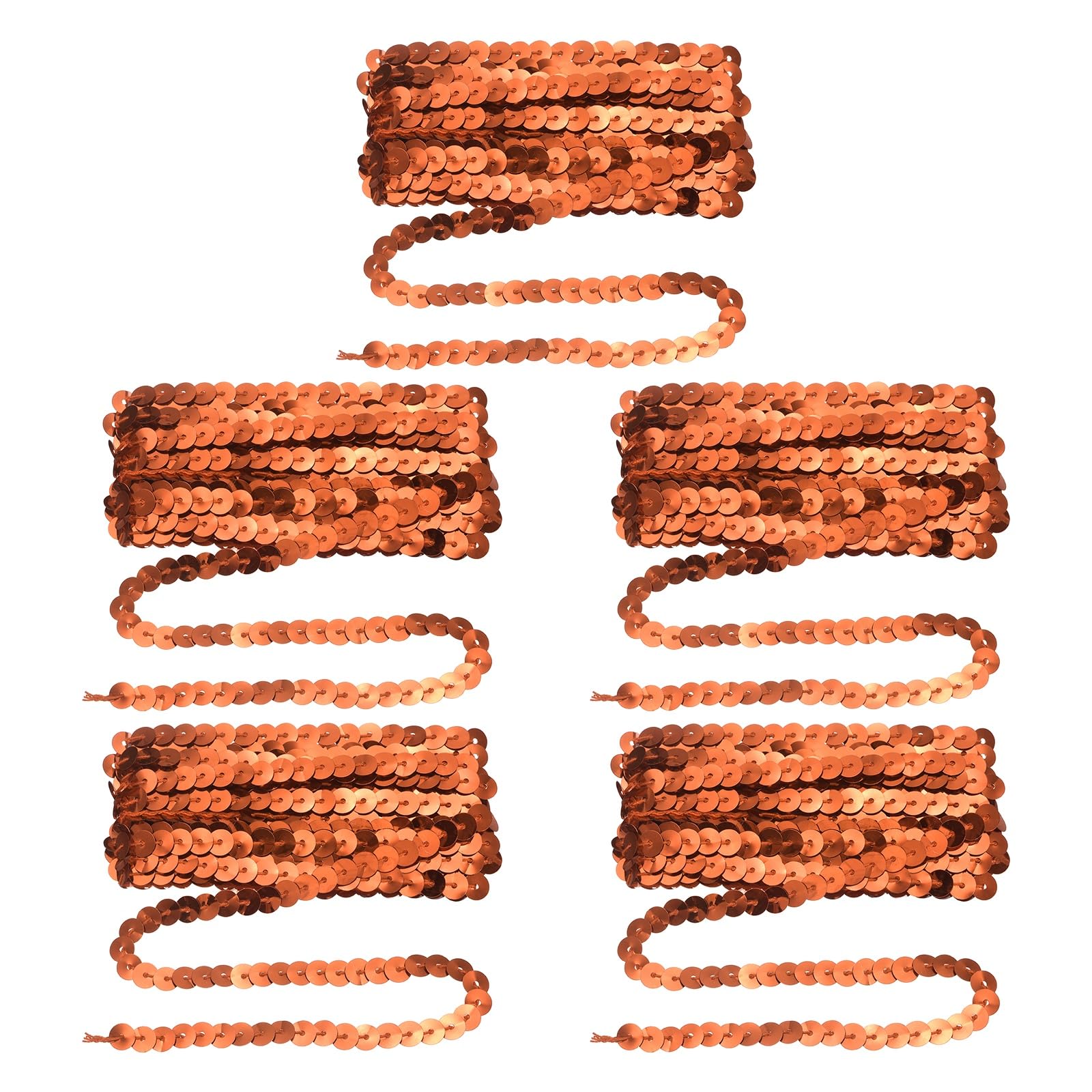 sourcing map 5 Pcs Flat Sequin Trim, 6mm 3.3 Yard Round Spangle Flat Sequin Strip Paillette Spool Ribbon Trim Sewing String for DIY Crafts Costume Embellish, Brown