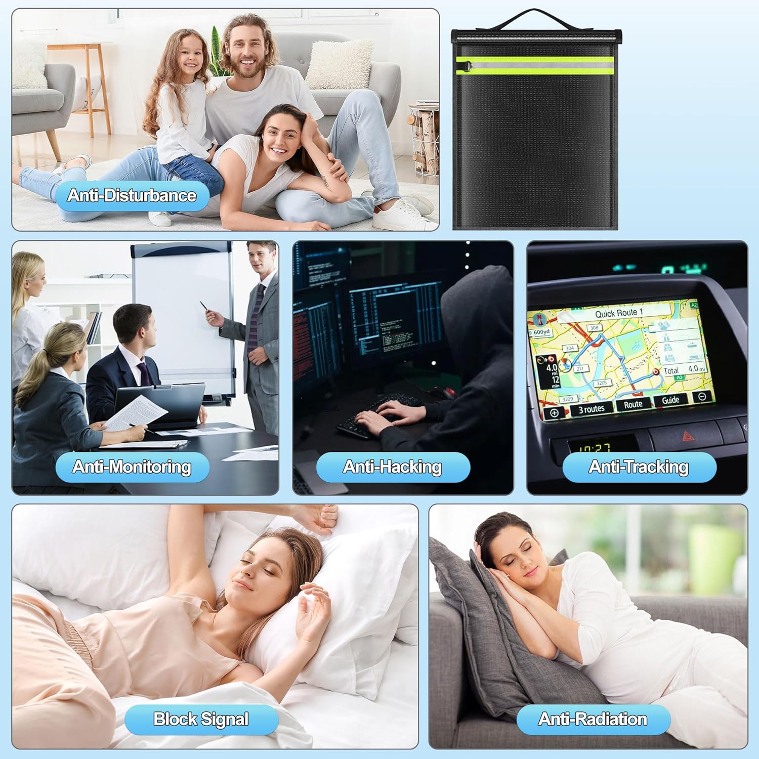 Large Faraday Bags EMP Proof,Portable Faraday Cage for Laptops Tablets,Faraday Bags with Handle&Reflective Strip,EMP bags for Electronics,Fireproof Waterproof RFID Signal Blocker Faraday Pouch - Image 7