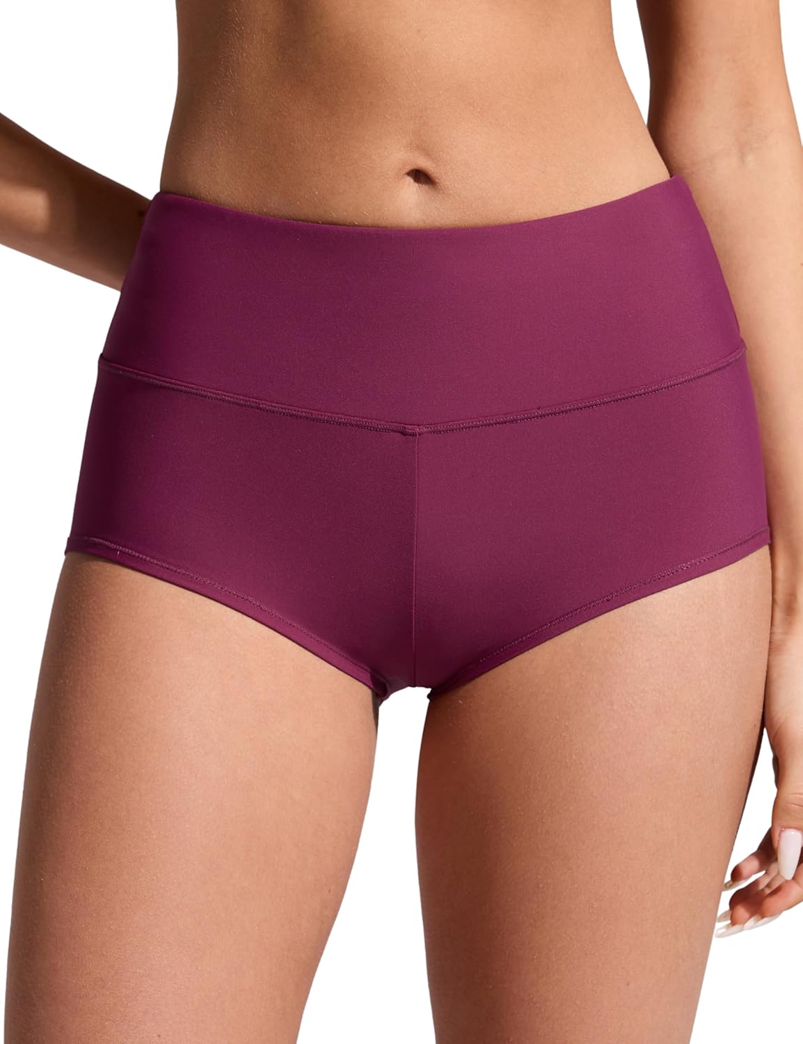CRZ YOGA Boyshort Board Shorts for Women - High Waisted Bathing Suit Bikini Bottoms Quick Dry Beach Trunks with Liner