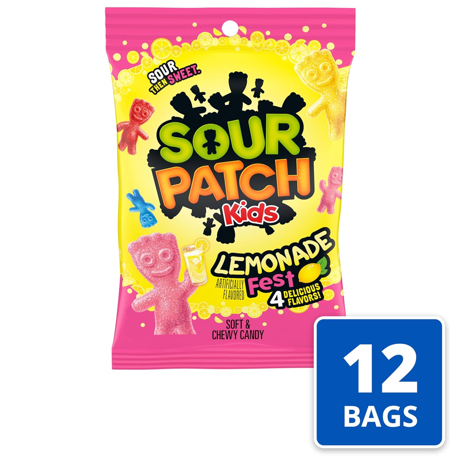 SOUR PATCH KIDS Lemonade Fest Soft & Chewy Gummy Candy, Bulk Candy, 12 - 8.02 oz Bags