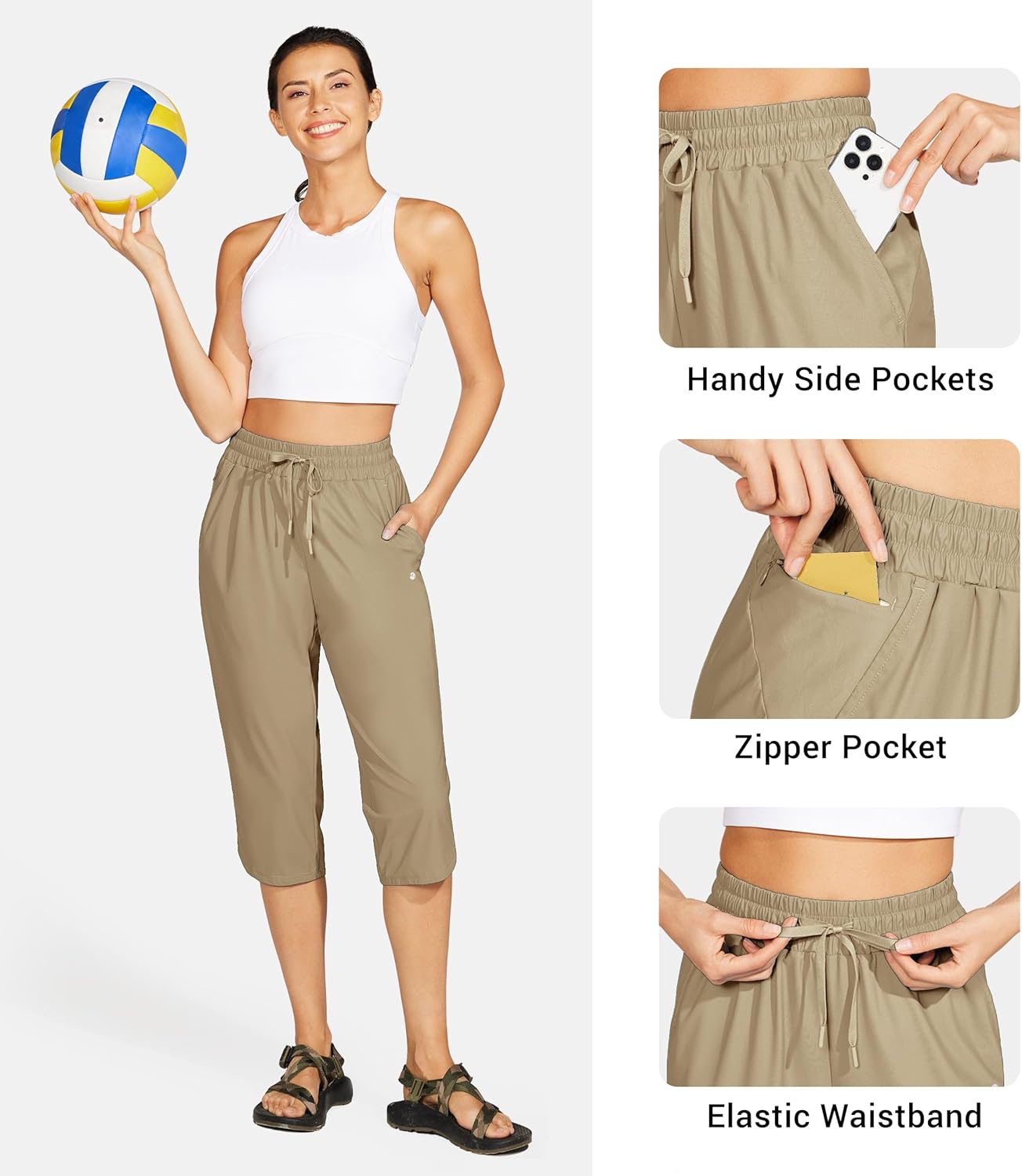 Willit Women's Swim Capris Pants Quick Dry Swimming Board Beach Athletic Capris with Pockets Lightweight UPF 50+ 18" - Image 6