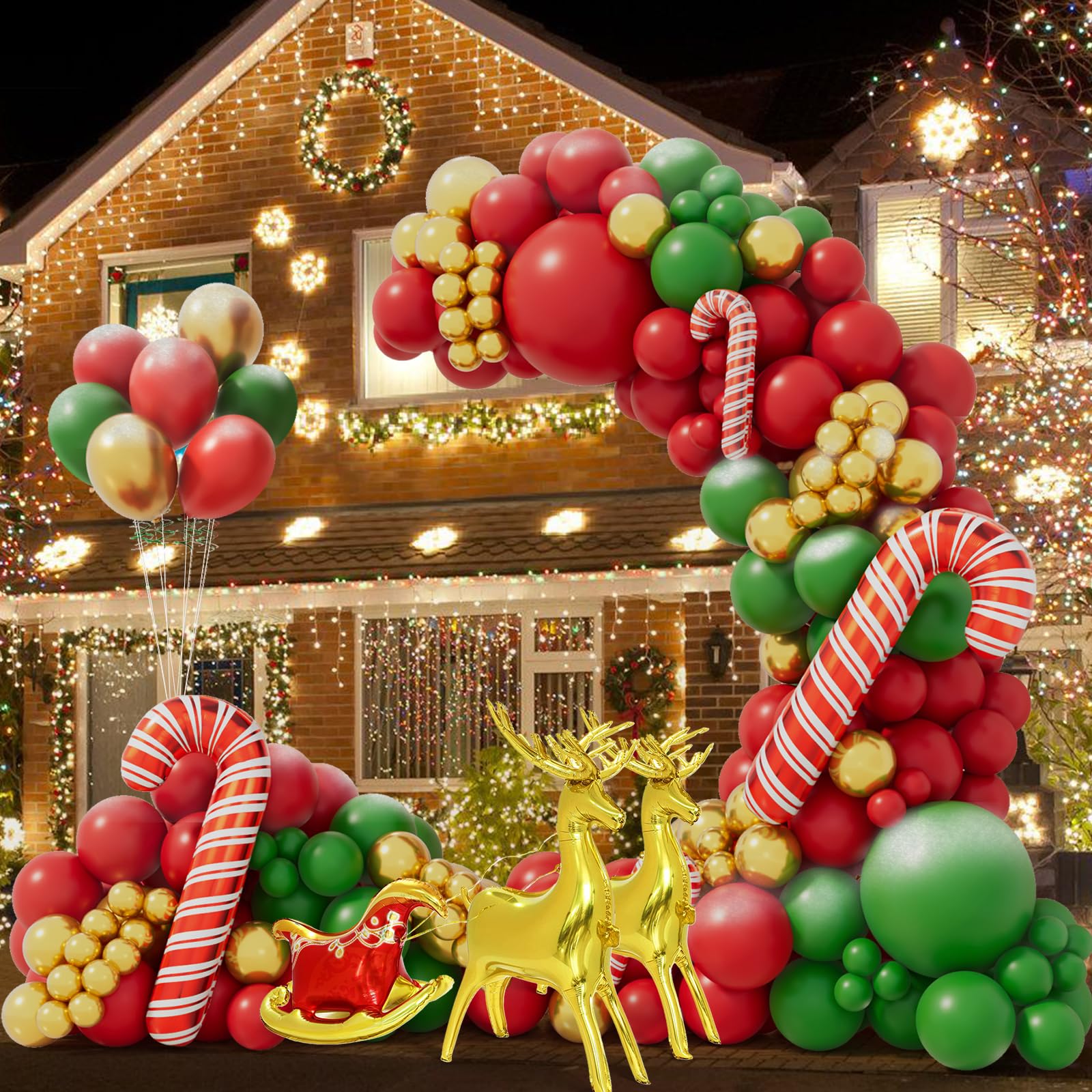 Harun_Balloon　A883★逸品‼️クリスマス‼️2m10cm Amazon.com: Gingerbread Balloon Arch Garland Kit 153 Pcs Christmas