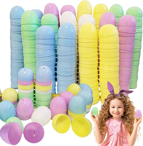 Miniatura 8 de The Dreidel Company Huevos de Pascua rellenables, huevos de Pascua de plástico brillante colores pastel con bisagra, perfectos para la caza de