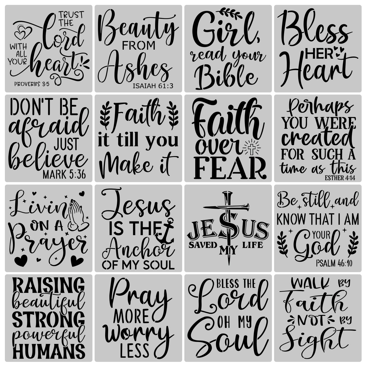 Buy 16PCS Christian Inspirational Stencils Painting on Wood, Bible Sign
