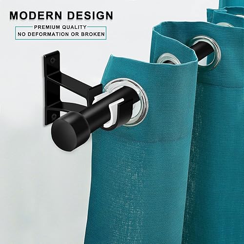 Miniatura 2 de Soporte para barra de cortina, resistentes ganchos negros para barra de cortina de pared de 1 a 1.2 pulgadas, ganchos decorativos para cortineros,