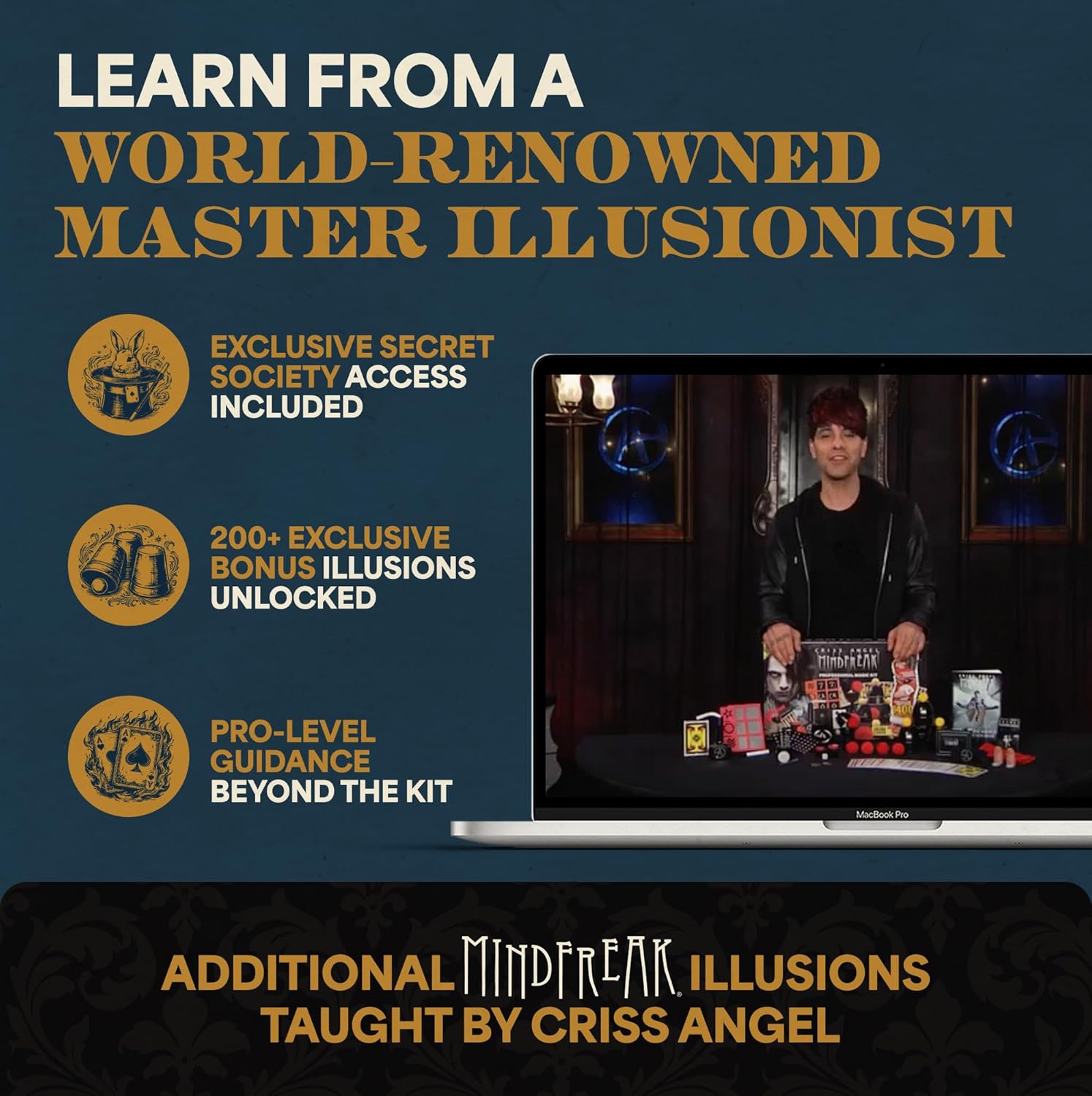 Criss Angel MINDFREAK Professional Magic Kit – 400+ Magic Tricks – Easy-to-Learn Tricks for Kids, Teens & Adults, Intermediate Kit