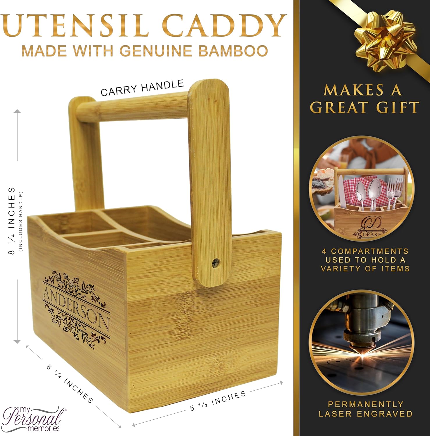 My Personal Memories Personalized Kitchen Utensil Holder Picnic Caddy - Custom Monogrammed