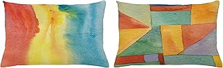 Ambesonne Watercolor Throw Pillow Case Pack of 2, Abstract Effect Rainbow Like Ornaments and 90s Inspired Polygonal Shapes, Couch Bedroom Living Room Decor Cushion Cover, 20