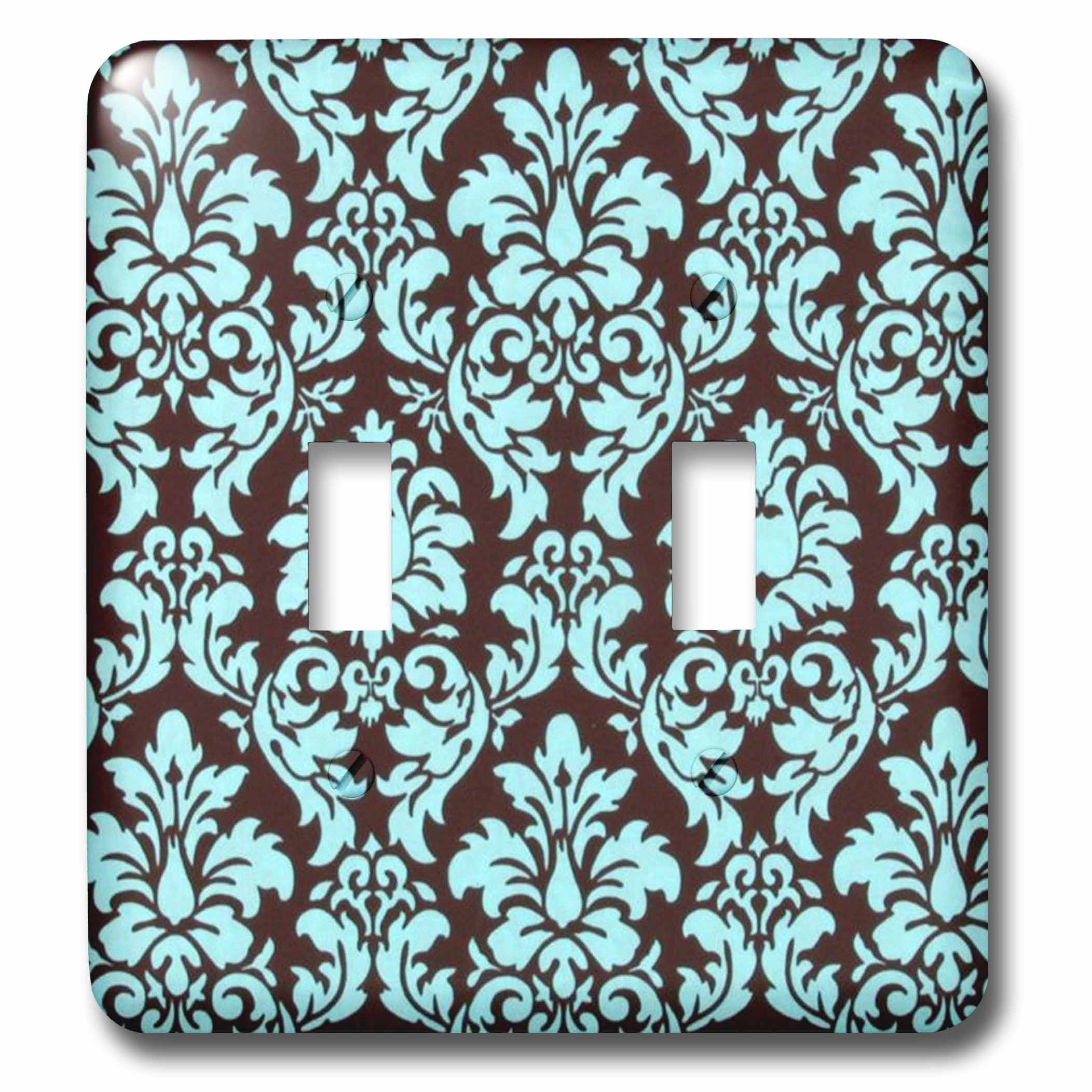 Interrupteur damassé turquoise marron 3dRose pour remplacer les plaques murales jaunies