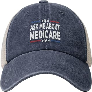 Ask Me About Medicare Hat Health Insurance Consultant Denim Hats Mesh Back Golf Dad Caps