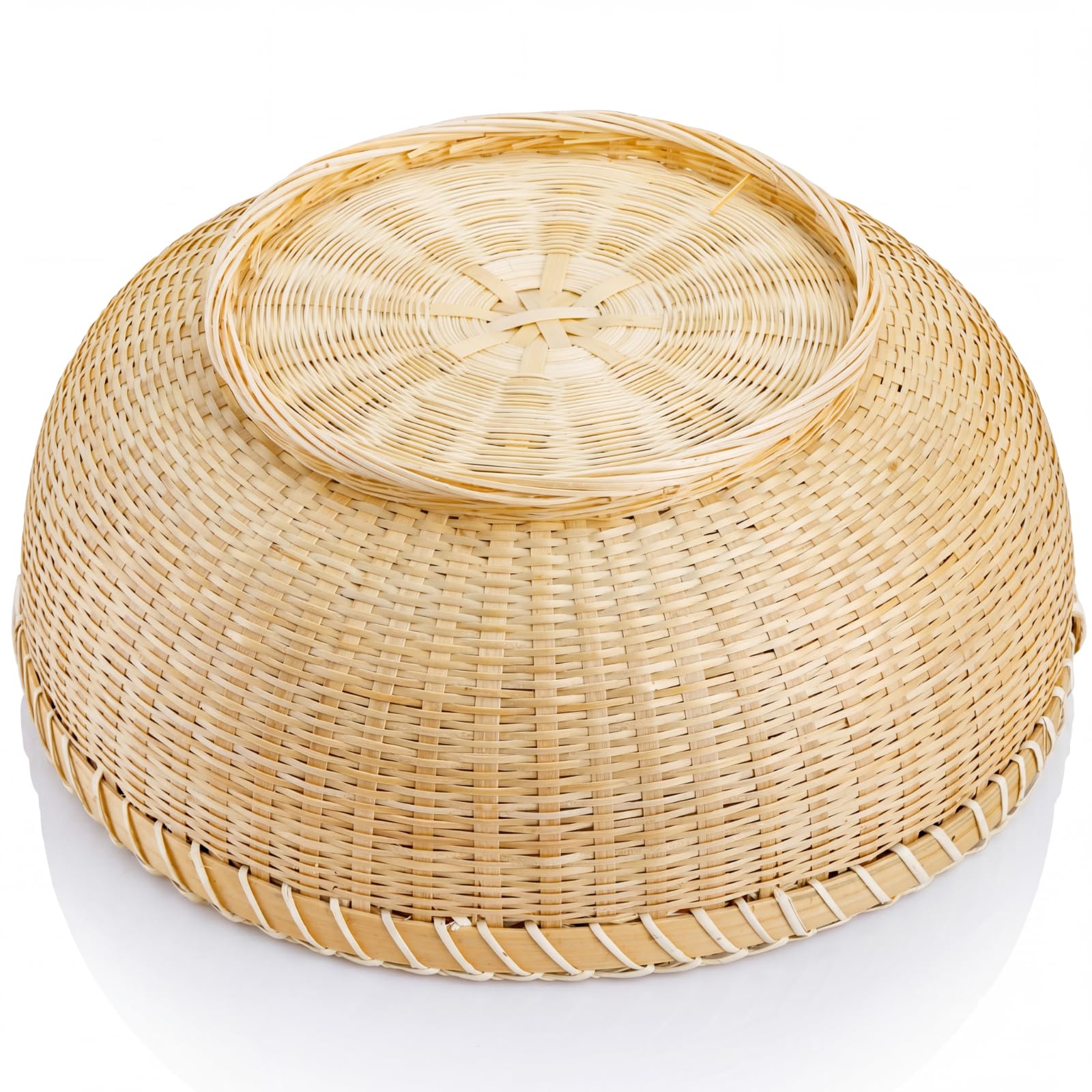 Elsjoy Set di 3 cestini in vimini intrecciati, in bambù, per il pane rotondo, in rattan, decorazione per frutta, verdura, patate, impilabili 24,4 cm/20,3 cm/17,8 cm