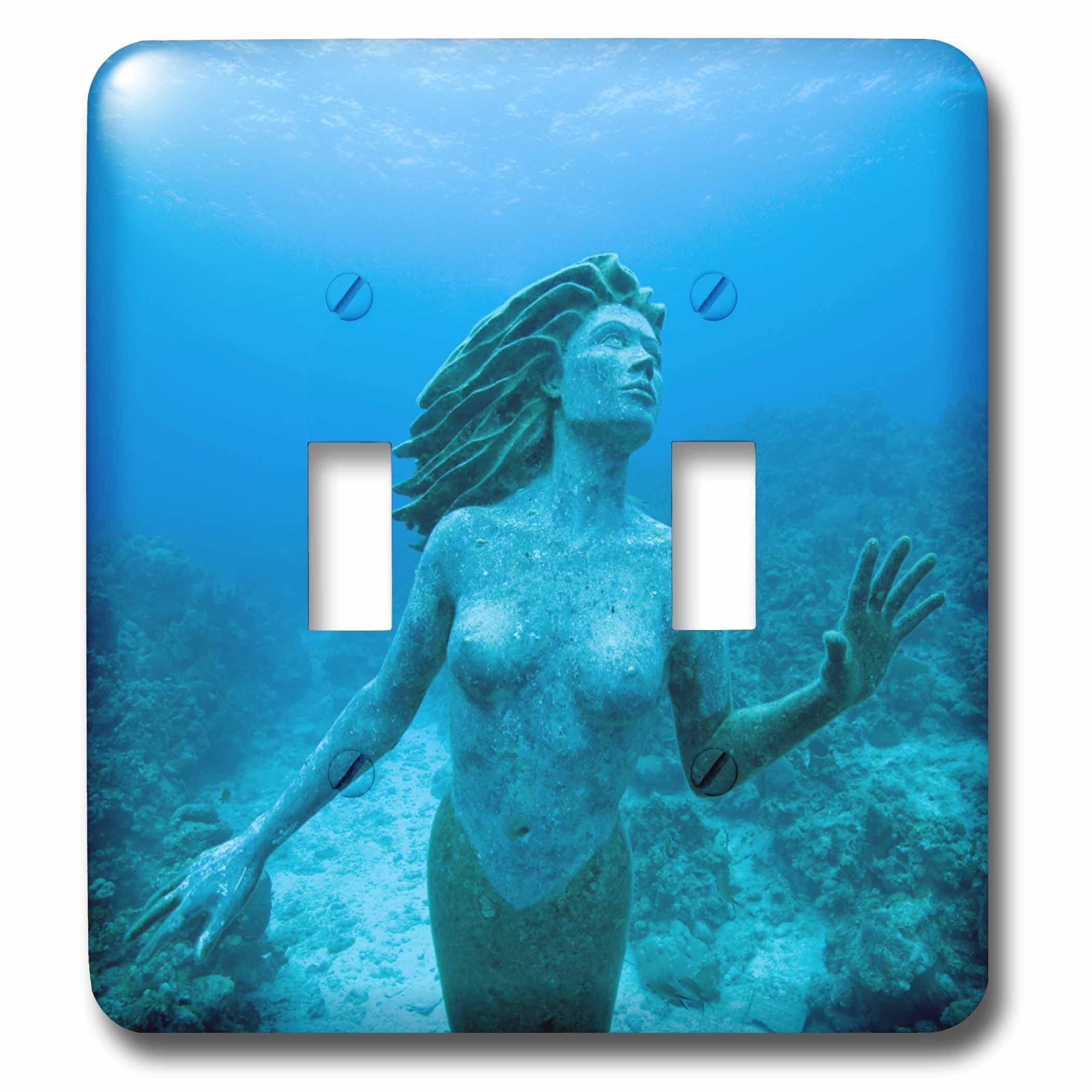 Récif de corail plaque double interrupteur Cayman Island motif sirène pour salle de bain marine