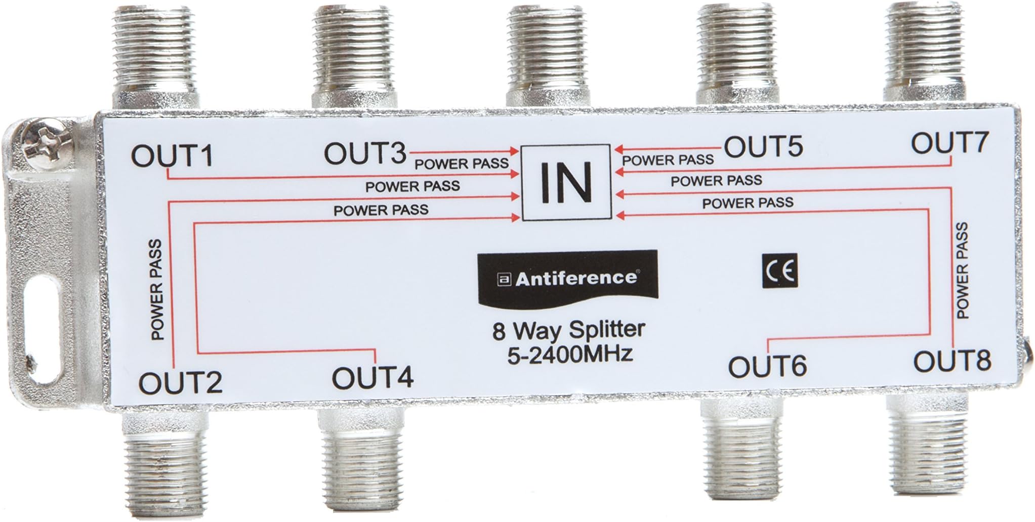 Antiference AS08 8 Way F-Type Indoor TV Signal Splitter